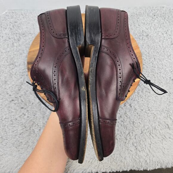 Allen Edmonds Men 10E Lexington Burgundy Maroon Cap Toe Brogue Oxford Dress 5171 - Picture 9 of 15